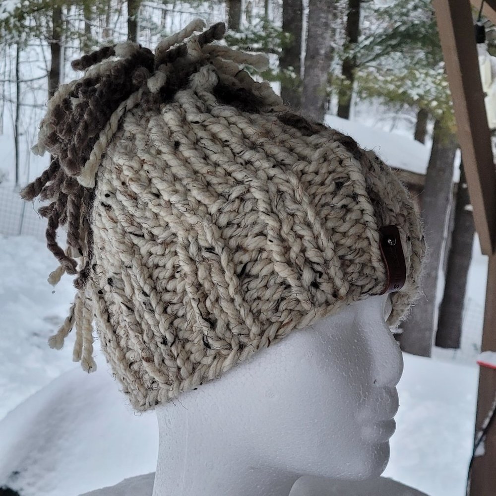 Hand Knitted wool hat, OS